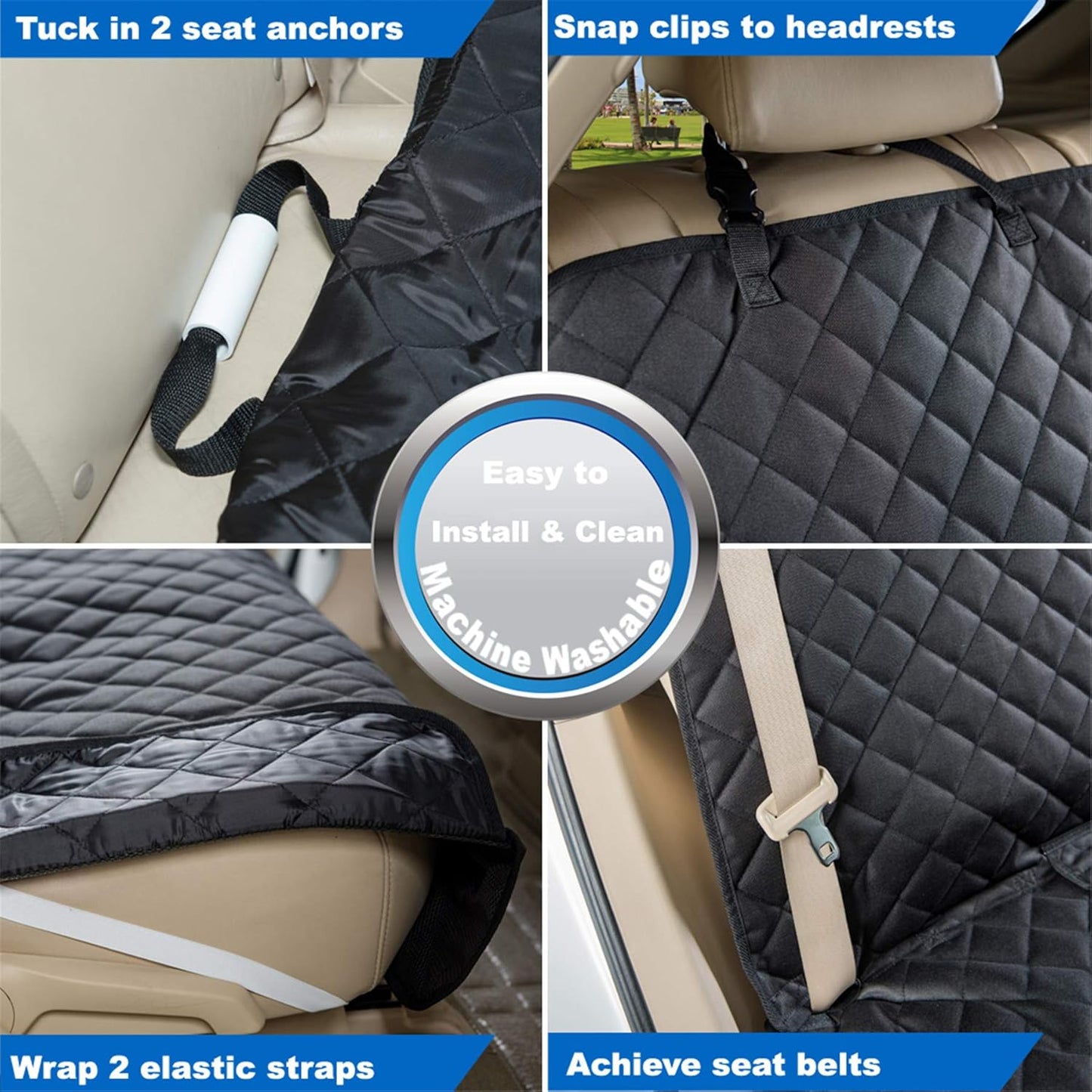 Bench Car Seat Cover Protector, Waterproof Heavy-Duty, Black