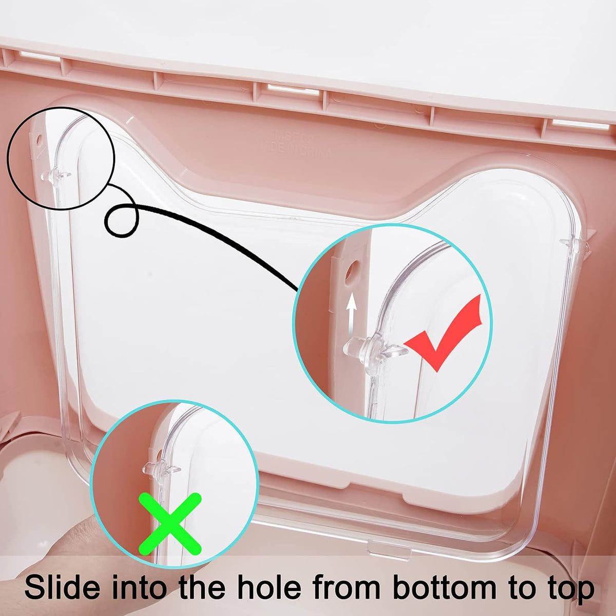 Foldable Litter Box with Lid, Extra Large Litter Box with Cat Litter Scoop, Drawer Type Litter Pan Easy to Scoop & Low Tracking (Pink, 20" L X 16" W X 15" H)