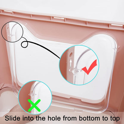 Foldable Litter Box with Lid, Extra Large Litter Box with Cat Litter Scoop, Drawer Type Litter Pan Easy to Scoop & Low Tracking (Pink, 20" L X 16" W X 15" H)