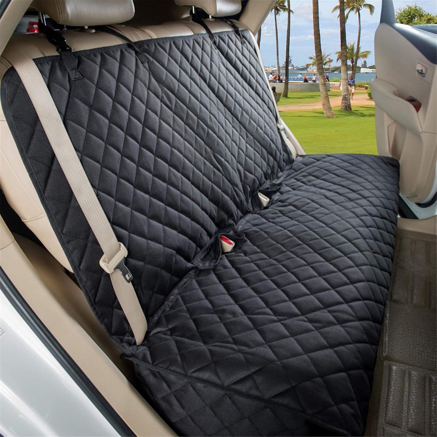 Bench Car Seat Cover Protector, Waterproof Heavy-Duty, Black